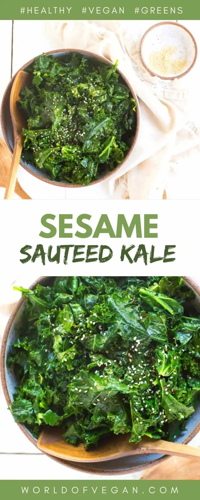 Sesame Sauteed Kale World of Vegan Recipe