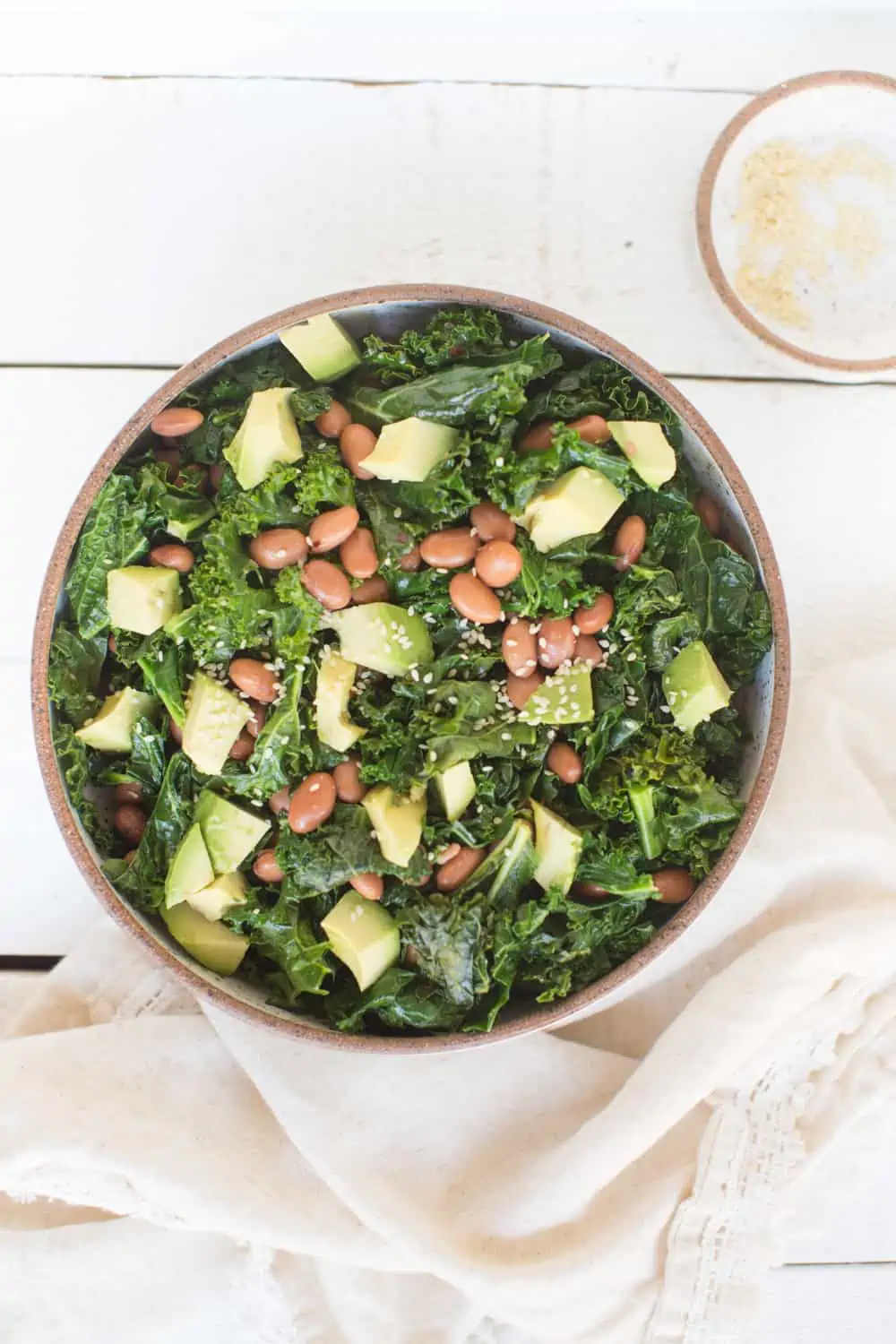 Sauteed kale salad in a large serving bowl.