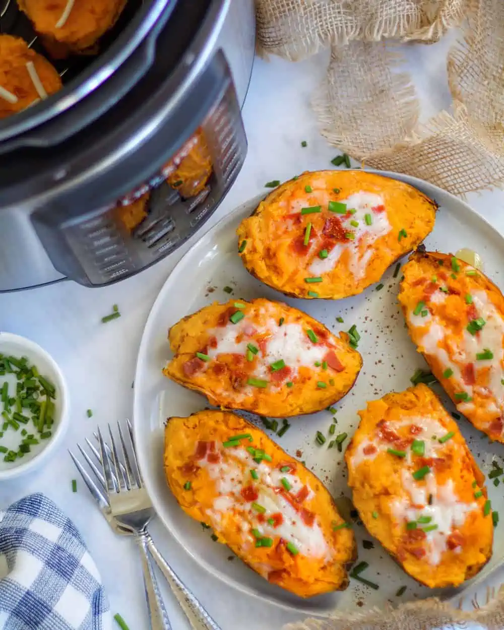 Vegan Sweet Potato Recipe - Pressure Cooker Twice Baked Sweet Potatoes 