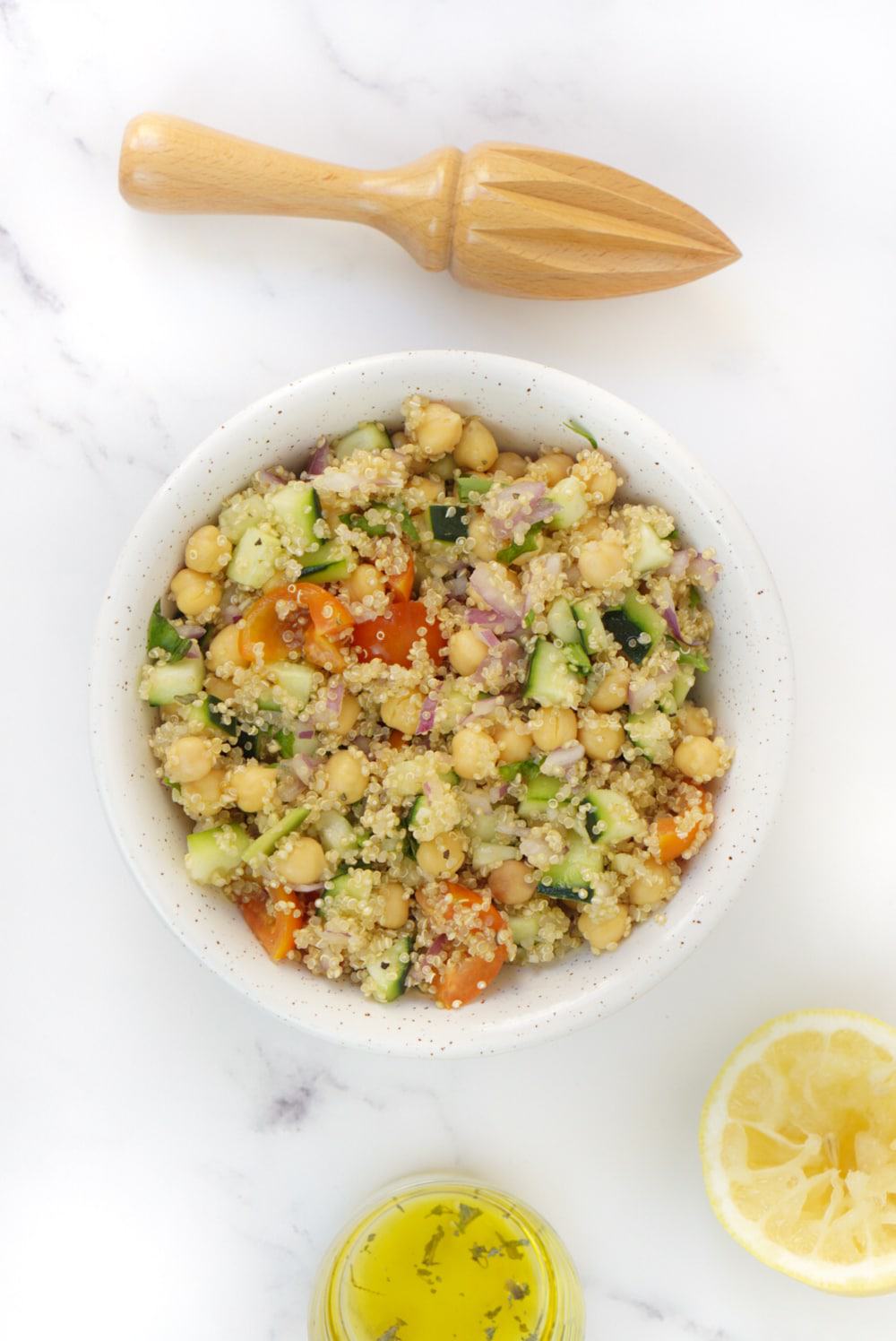 Fresh Summer Cucumber Quinoa Chickpea Salad