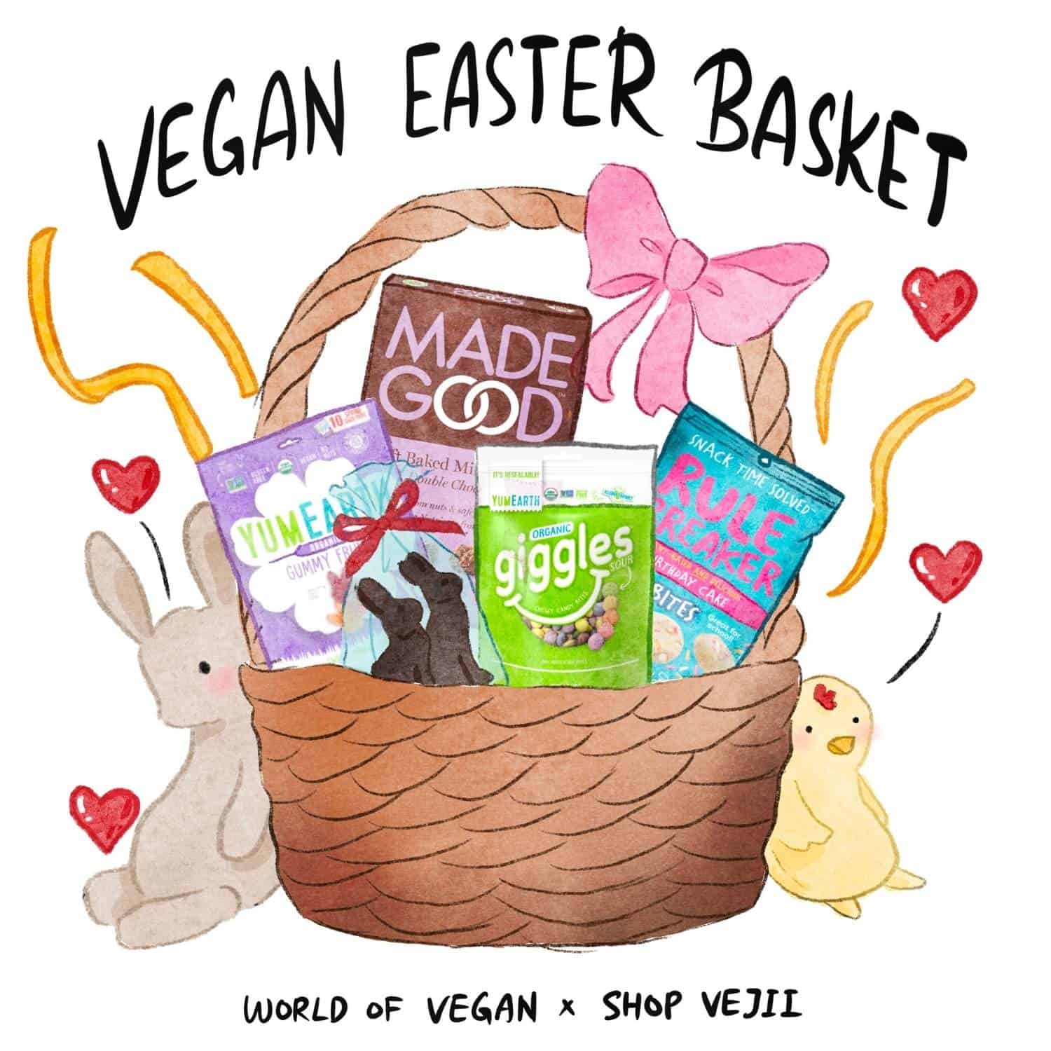 vegan easter basket illustration art