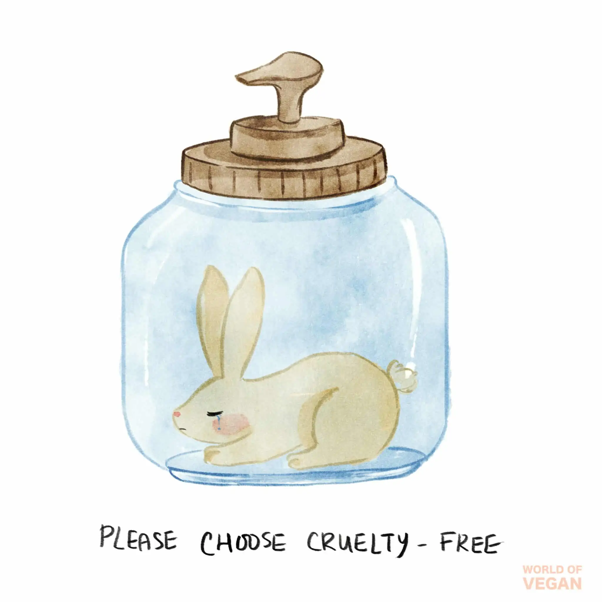 Cruelty Free Bunny In a Glass Bottle World of Vegan Art