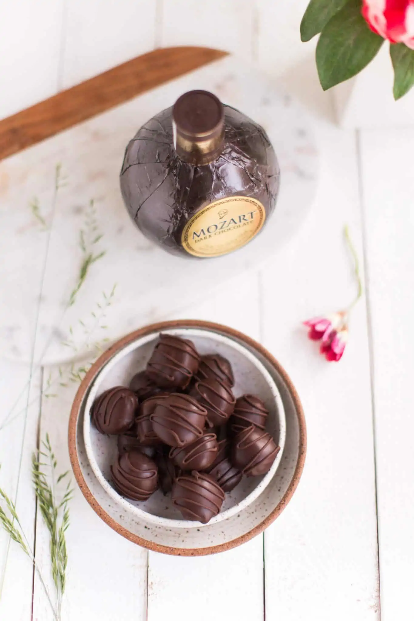 chocolate truffles for valentines day with mozart dark chocolate