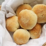 basket of vegan pandesal rolls