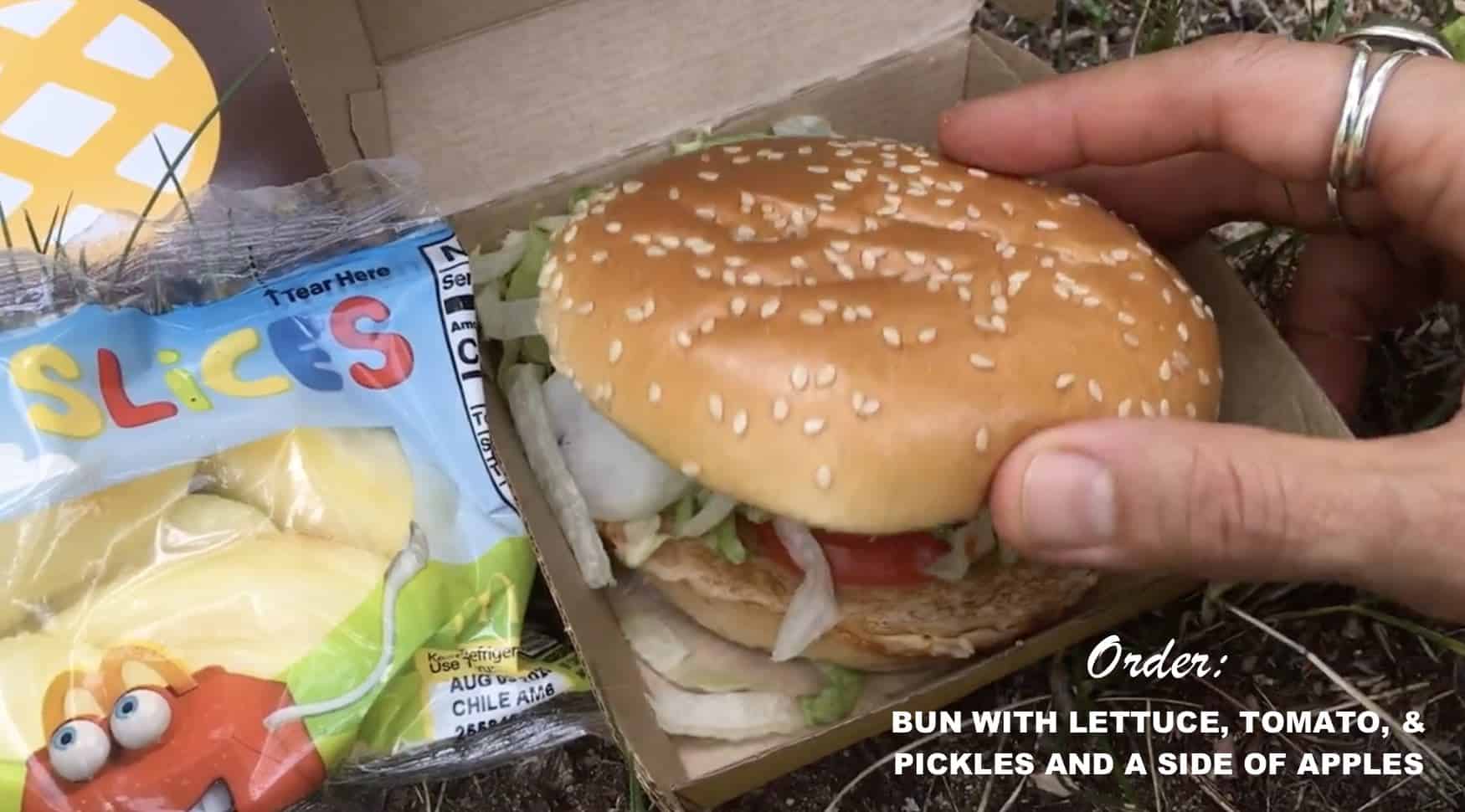 Vegan McDonalds Order USA Plain Bun With Lettuce Tomato No Meat