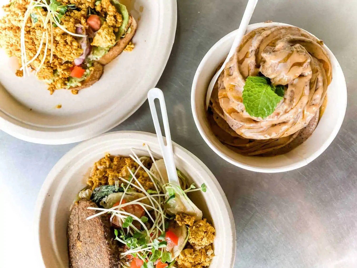 Vegan Soft Serve Avocado Toast and Tofu Scramble from The Spot North Shore in Kauai