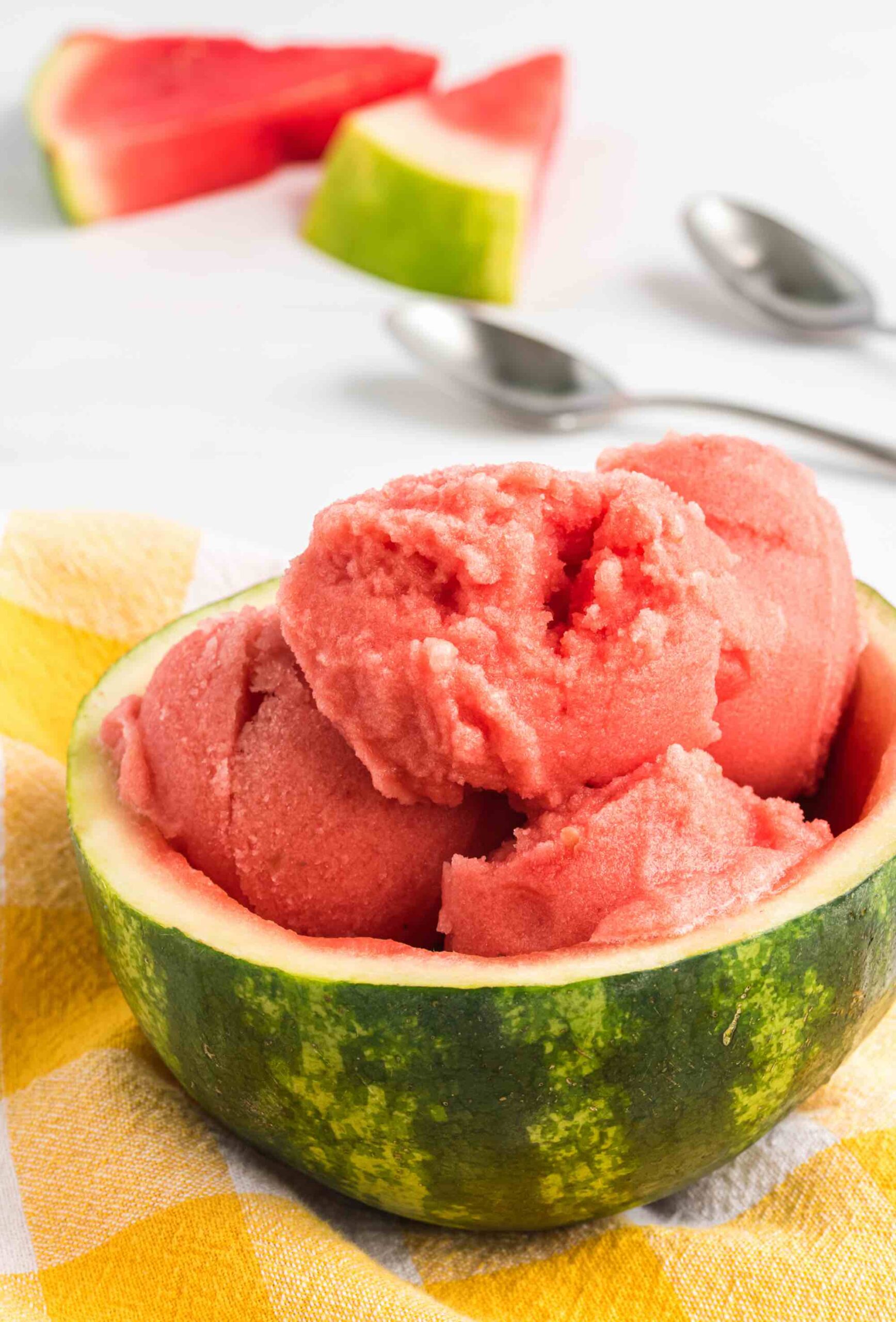 2 Ingredient Easy Vegan Watermelon Gelato Sorbet Served in a Watermelon Bowl