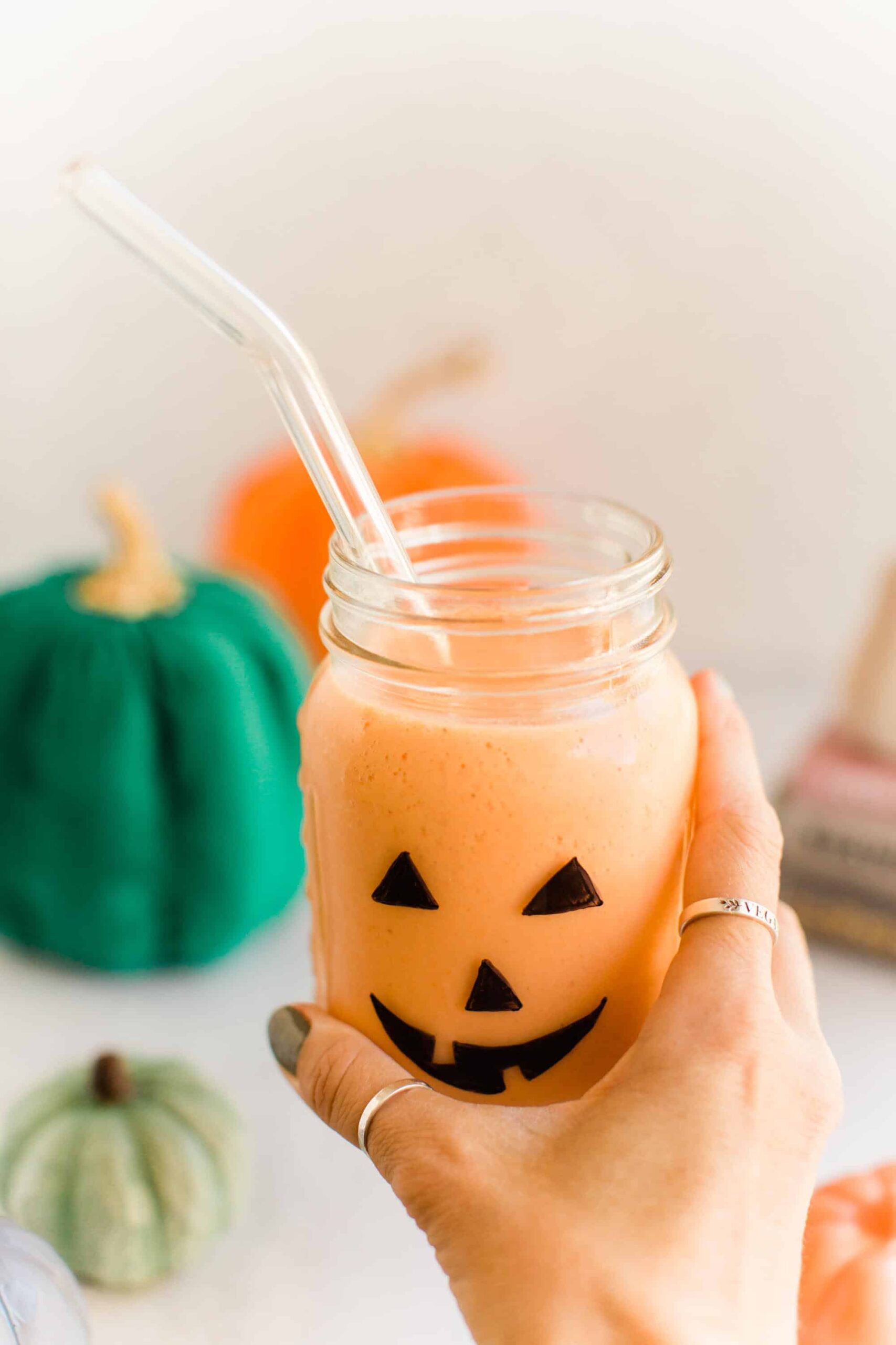 Orange Jack O Lantern Halloween Smoothie