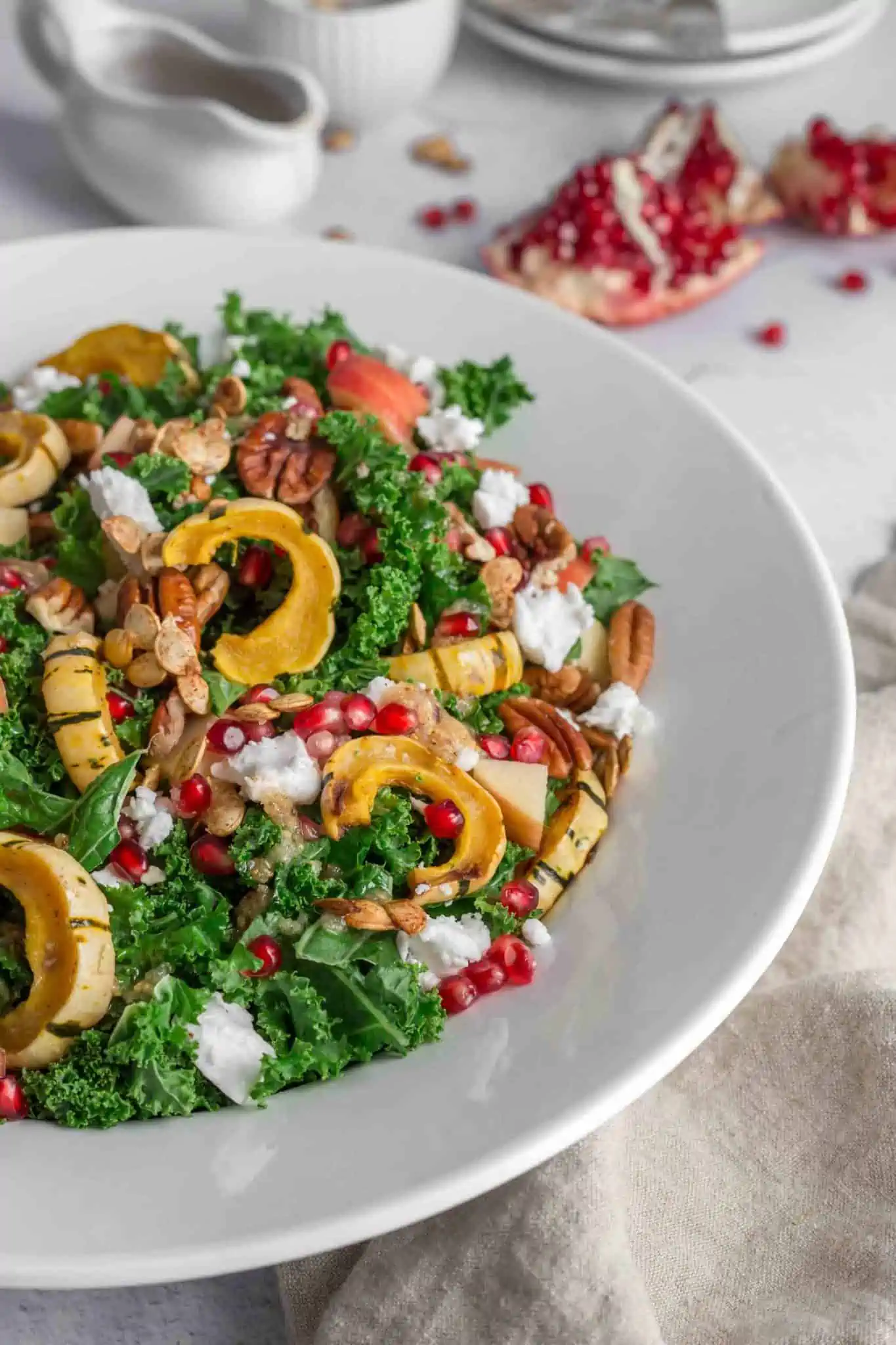 A delicata squash kale salad holiday dish.