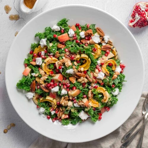 Delicata Squash Kale Salad Vegan Thanksgiving Recipe