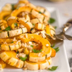A plate of delicata squash.