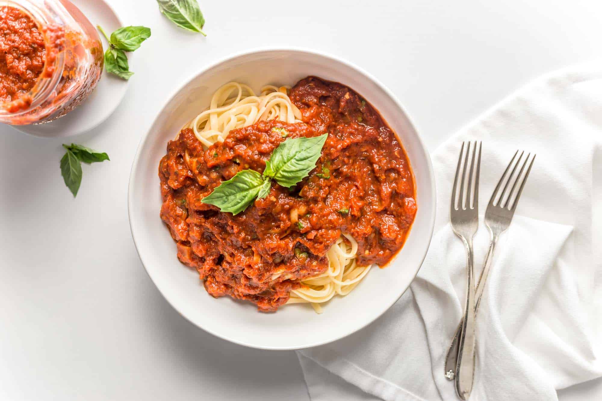 Homemade Vegan Spaghetti Marinara Sauce Pasta