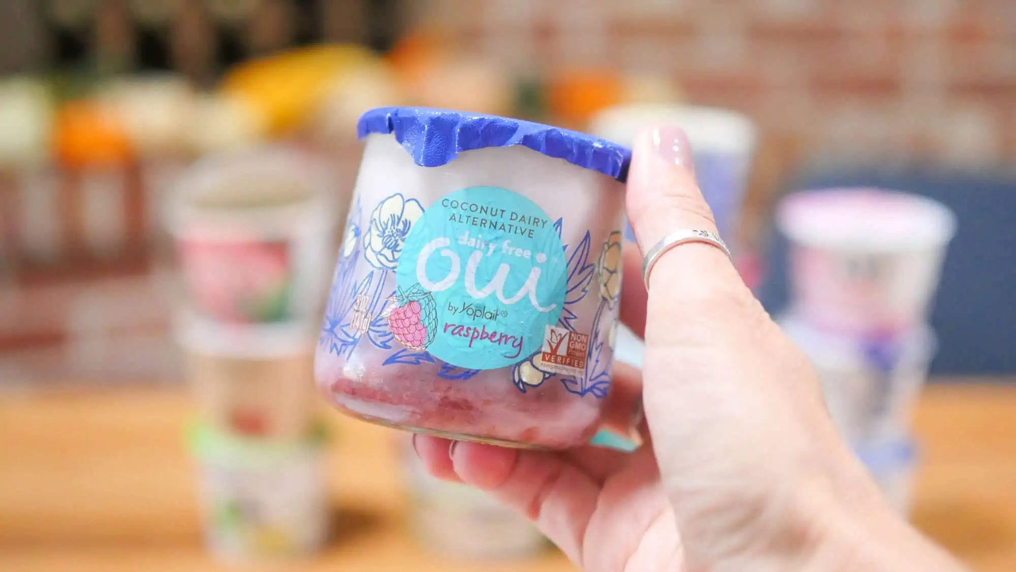 Oui by Yoplait's Rasperry Dairy-Free Yogurt.