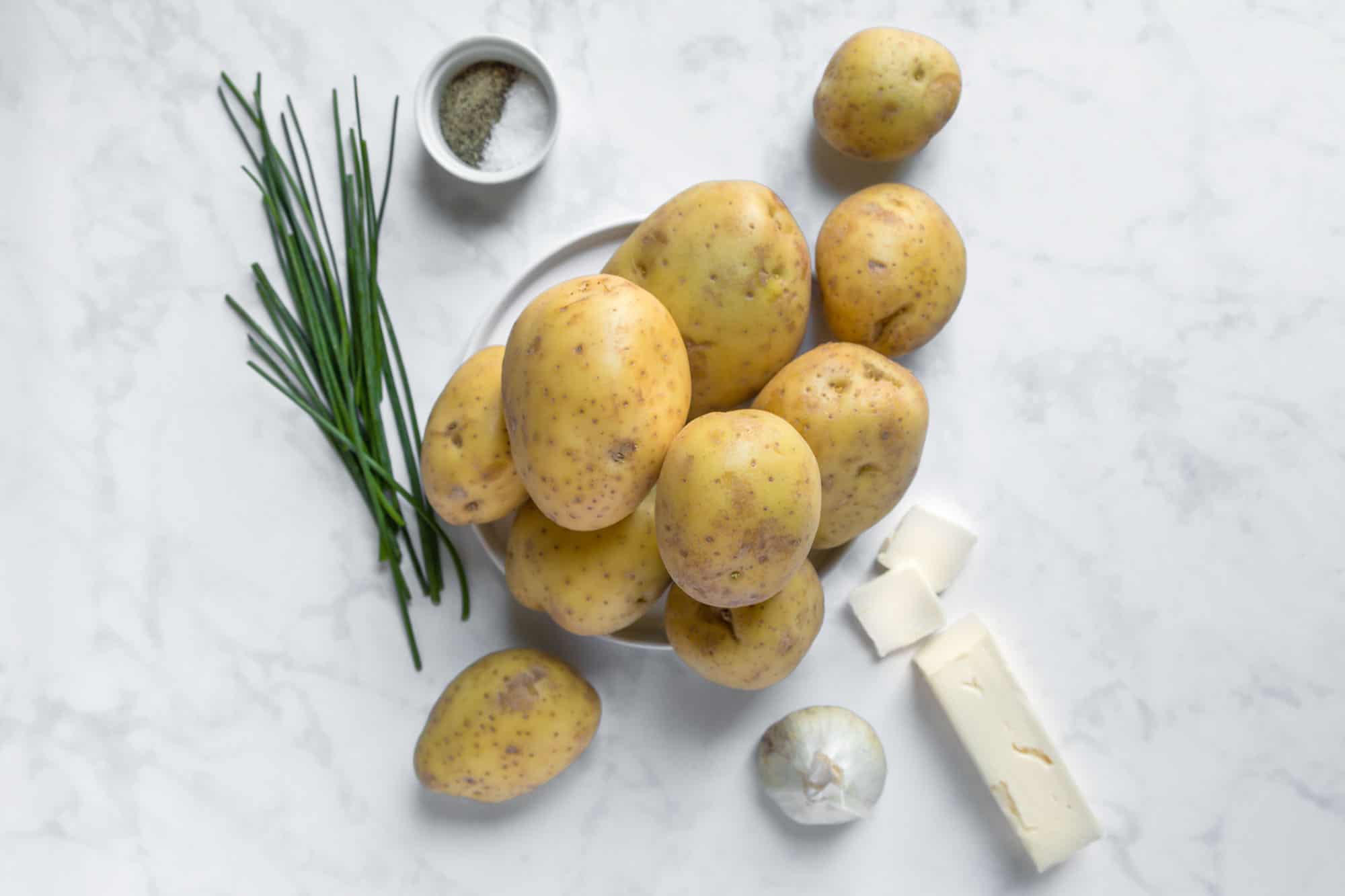 Vegan Mashed Potatoes Ingredients Flatlay Photo