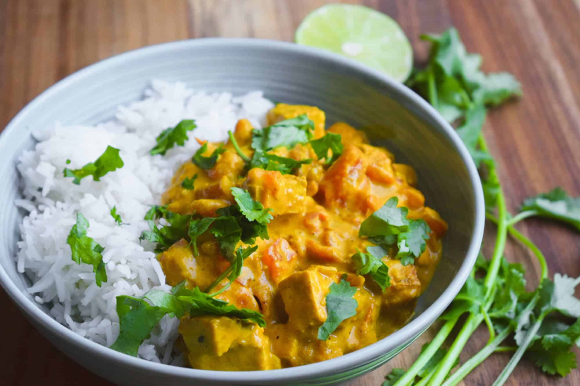 vegan butter chicken with rice