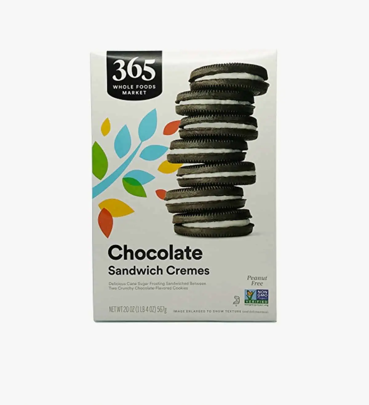 A box of 365 Whole Foods Market Chocolate Sandwich Cremes.