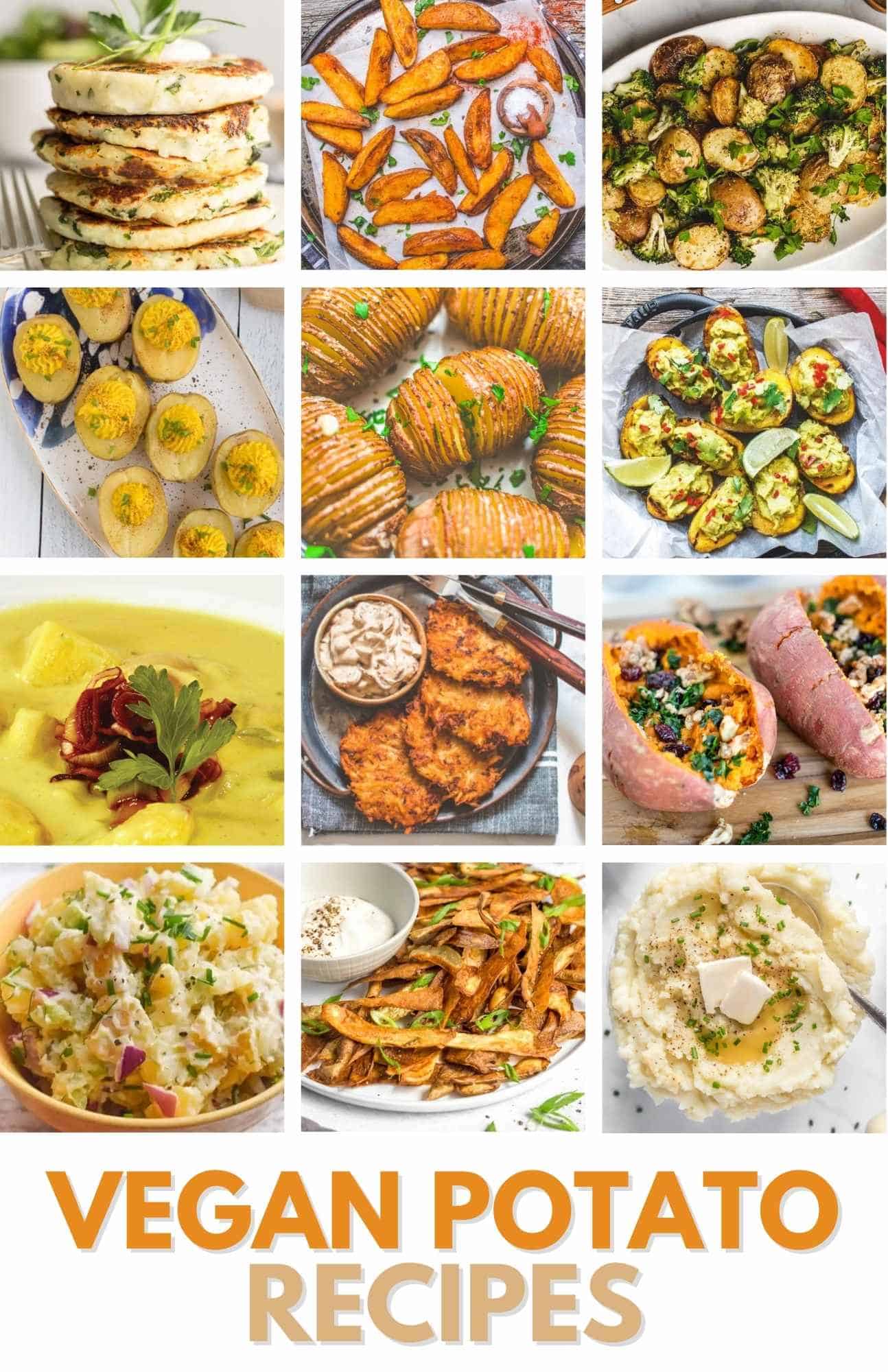 best vegan potato recipes collage of photos