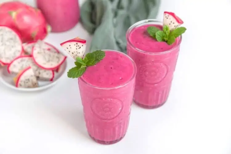 Thick Creamy Pink Dragon Fruit Smoothie Made With Fresh or Frozen Pitaya