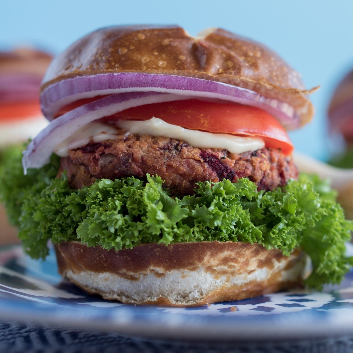 A photo of a juicy vegan burger that we wish was at McDonalds around the world.