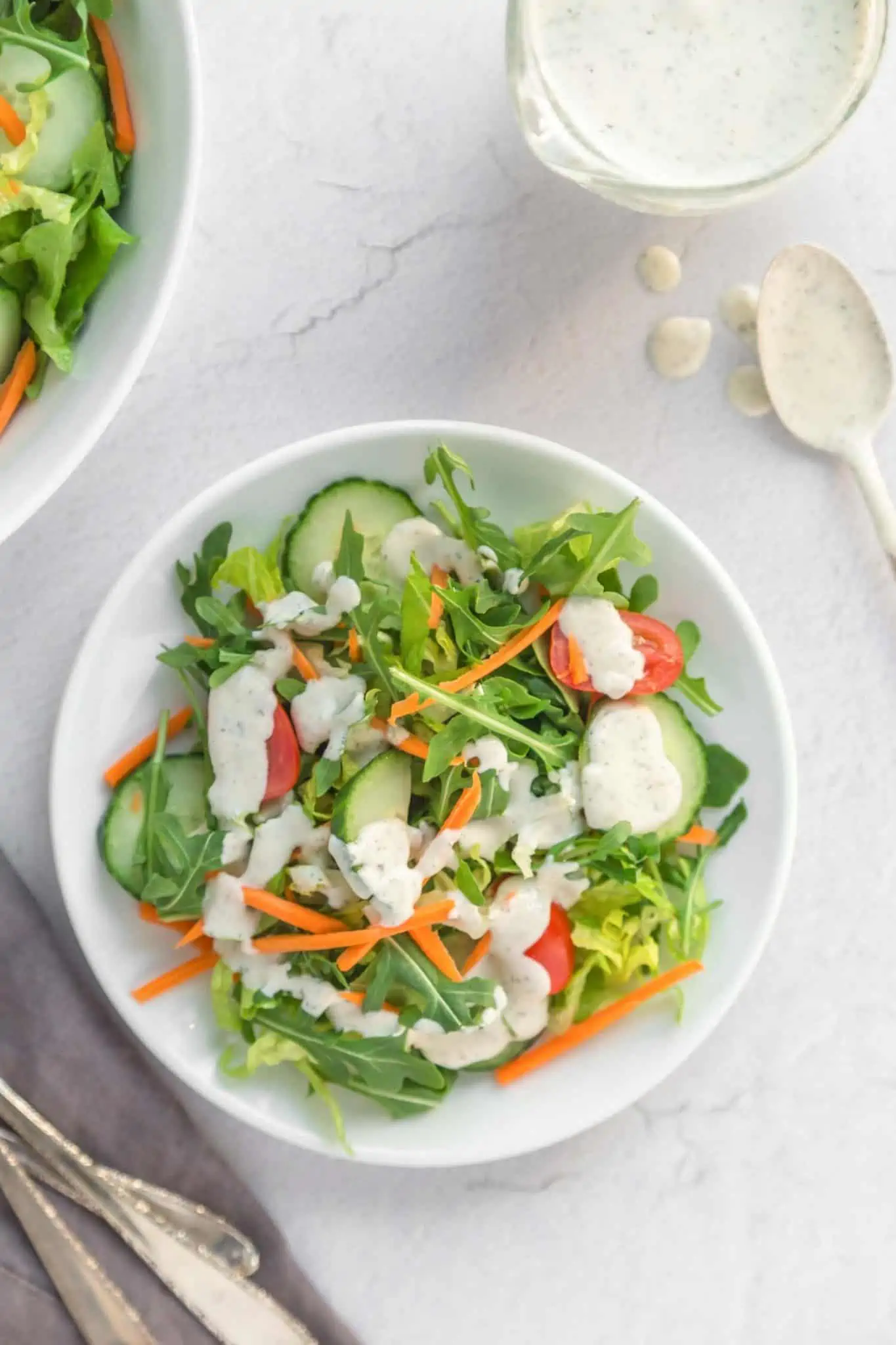 Vegan Cashew Salad Dressing over a fresh homemade salad