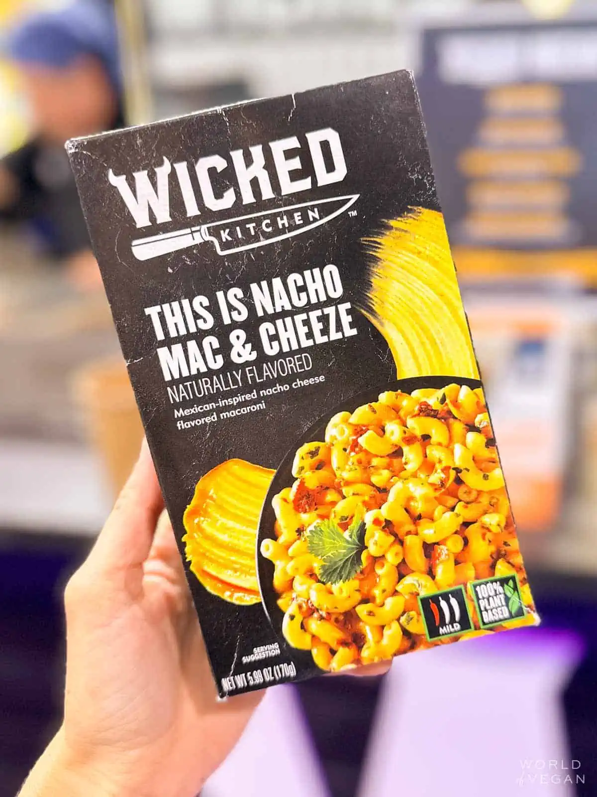 A box of Wicked Kitchen brand vegan mac and cheese.