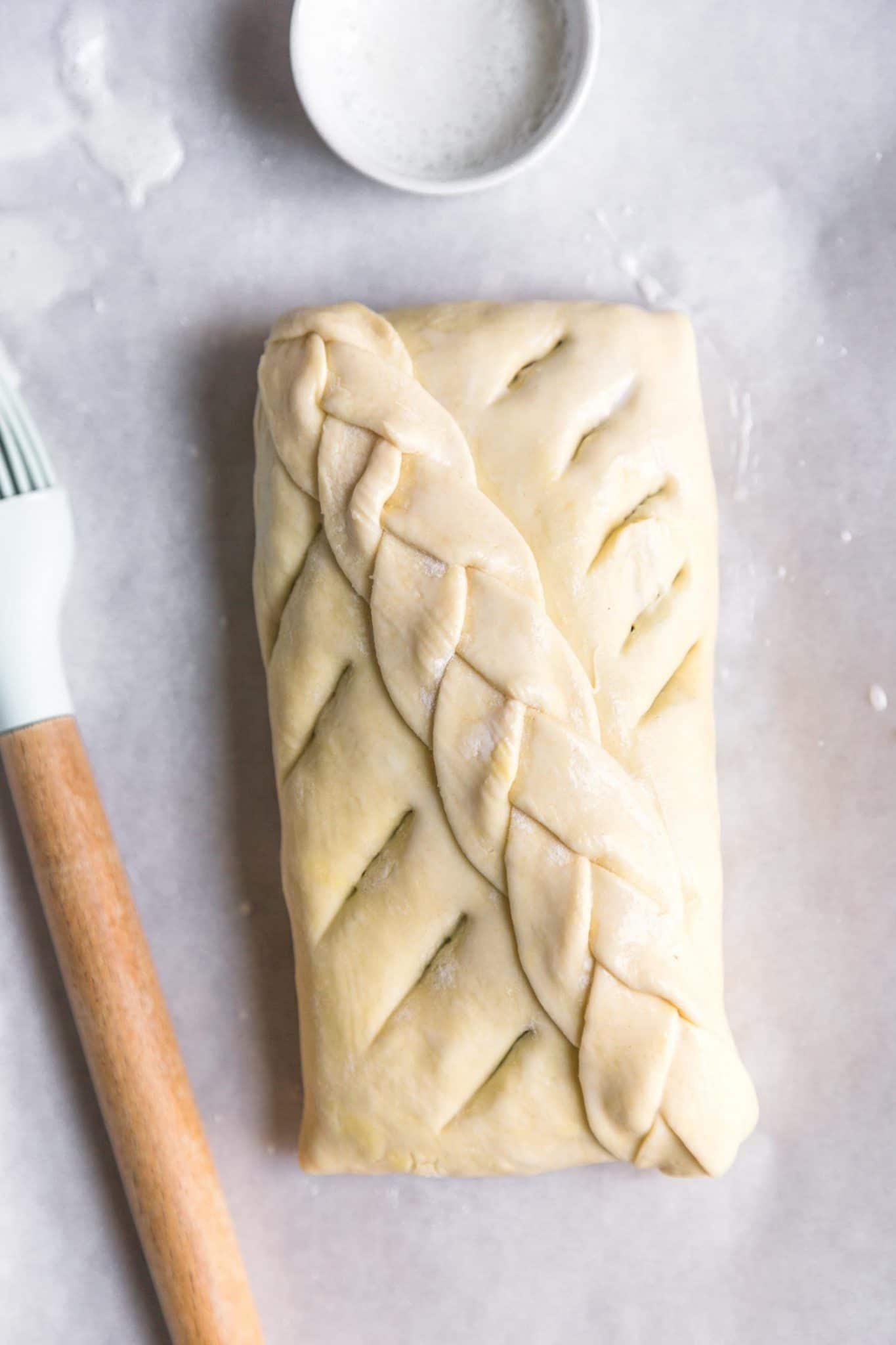 puff pastry thanksgiving centerpiece with elegant braid design