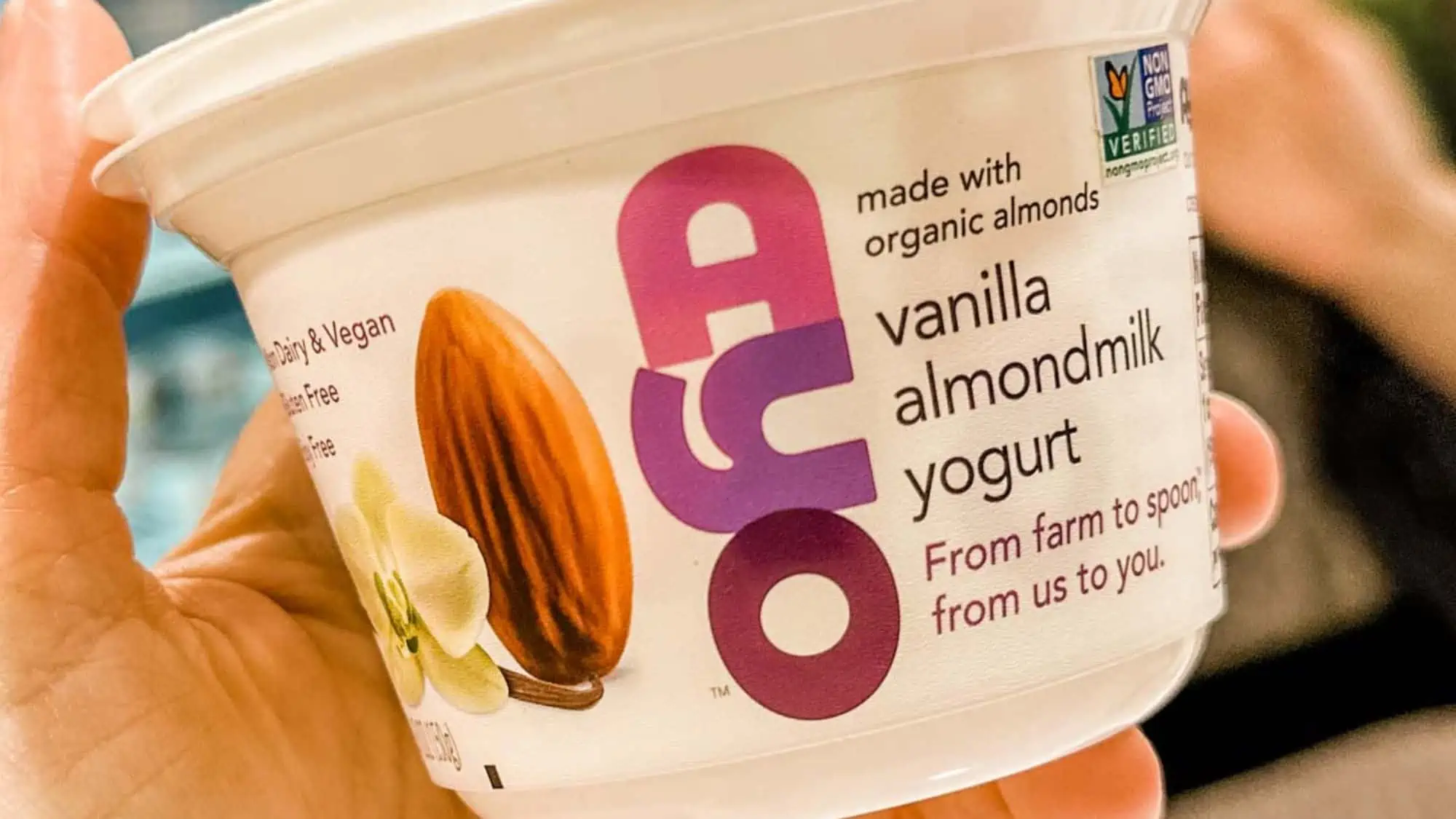 A container of Ayo vegan yogurt.