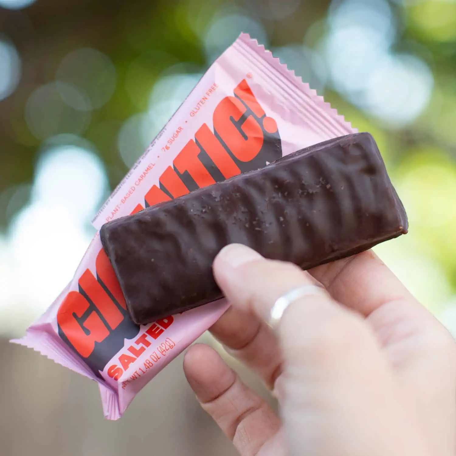 Vegan chocolate candy bar from brand Gigantic.