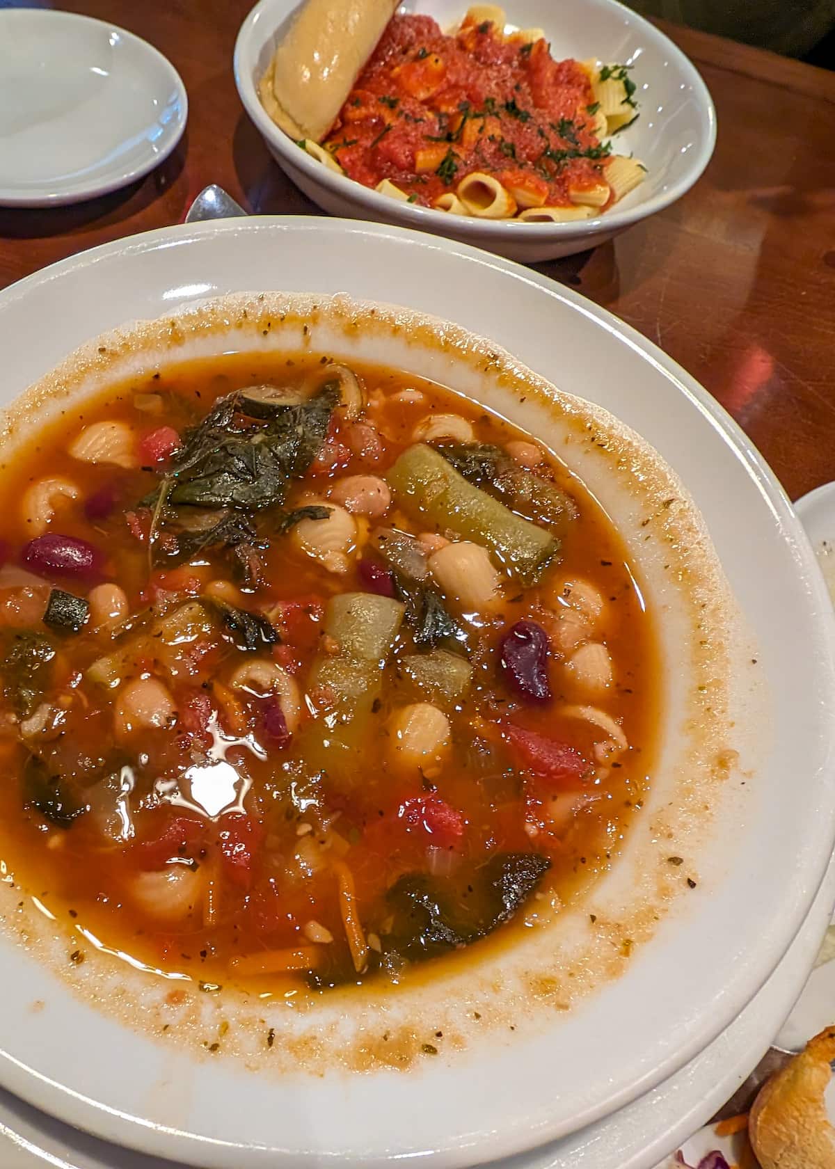 Olive Garden minestrone soup in a bowl.