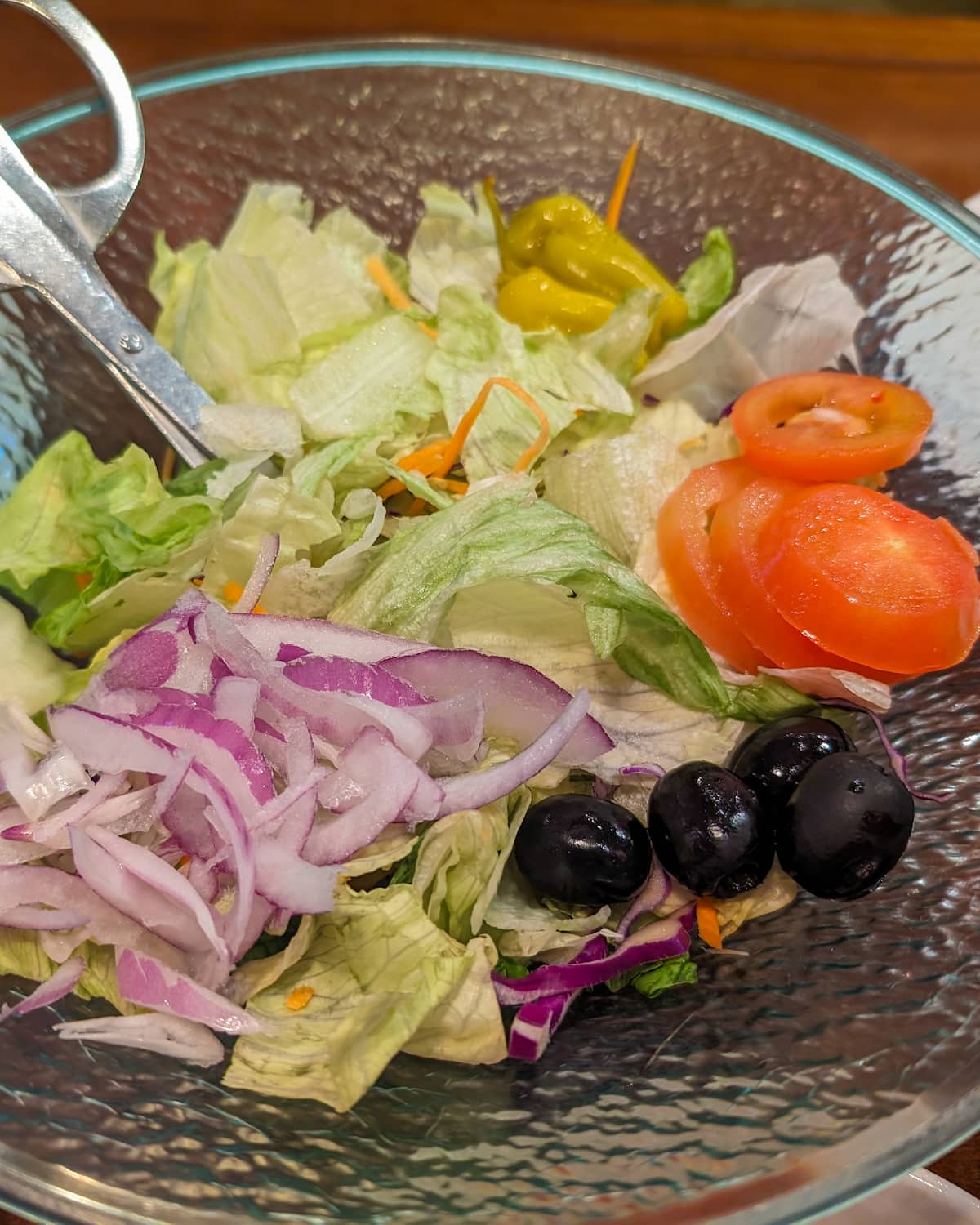 A bowl of Olive Garden's salad.