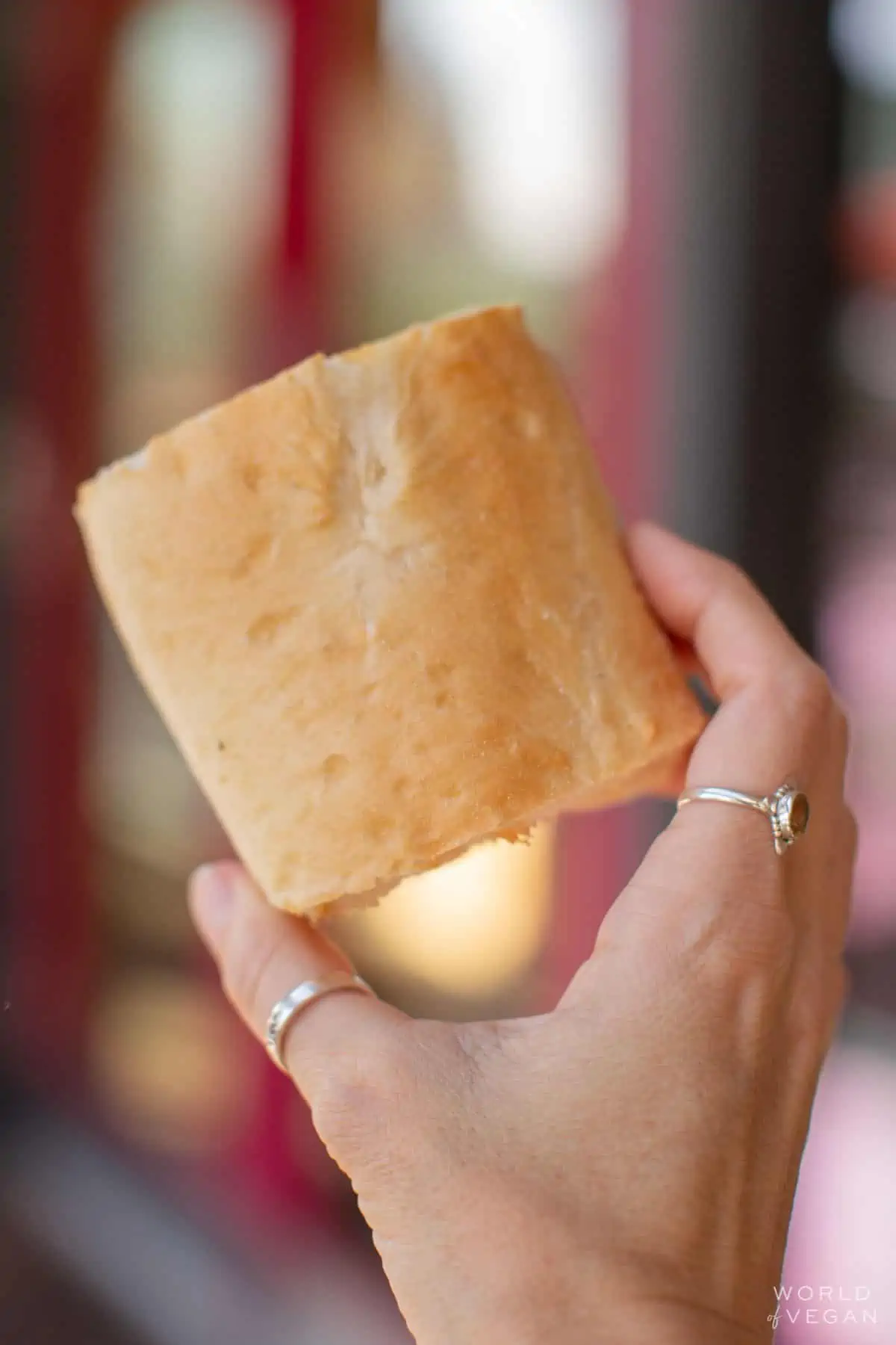 Hand holding the Baguette served at Noodles and Company