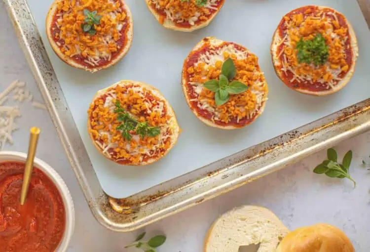 vegan bagel bites mini pizza bagels recipe