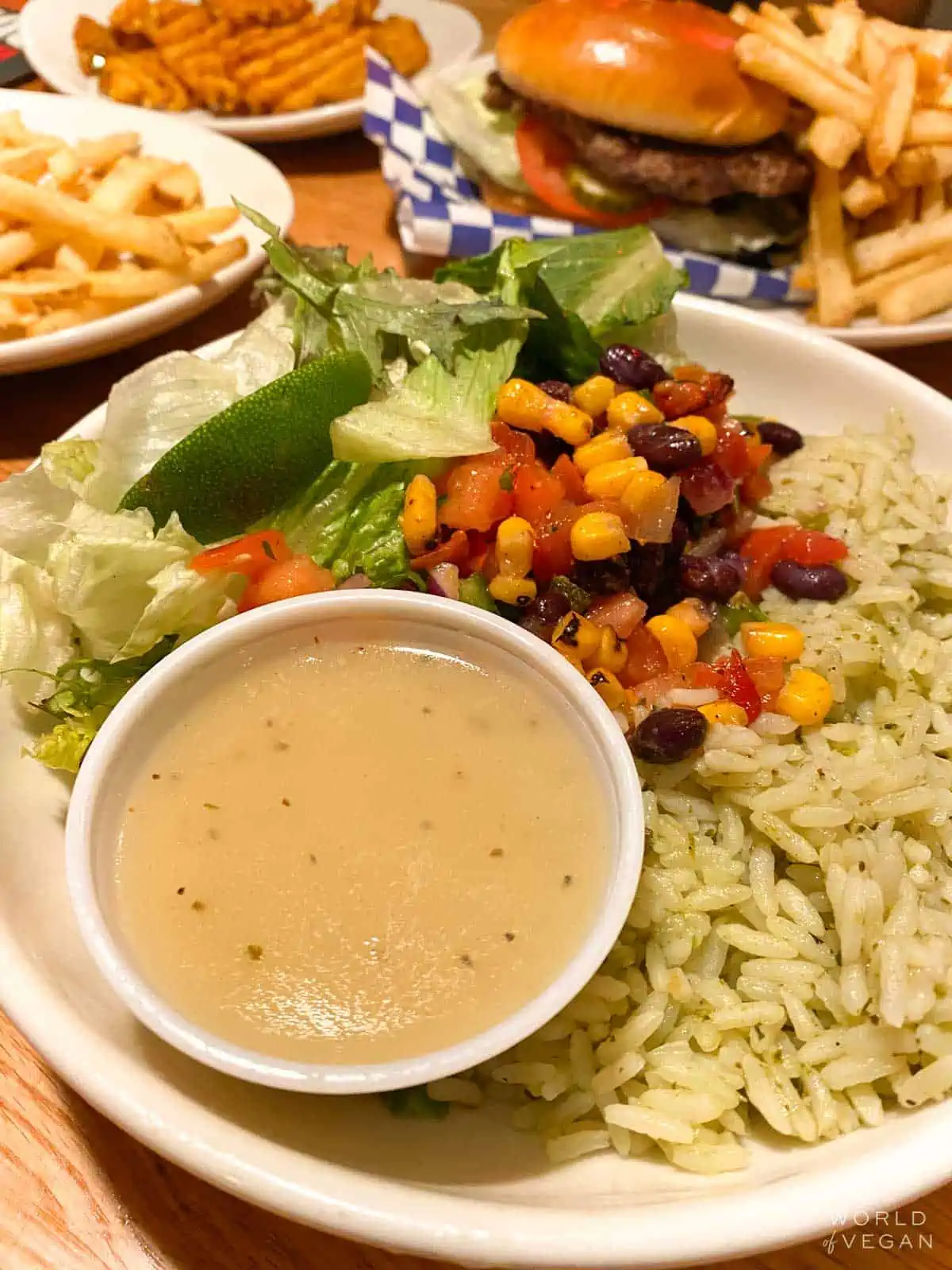 ramekin of plant based dairy free salad dressing at applebees