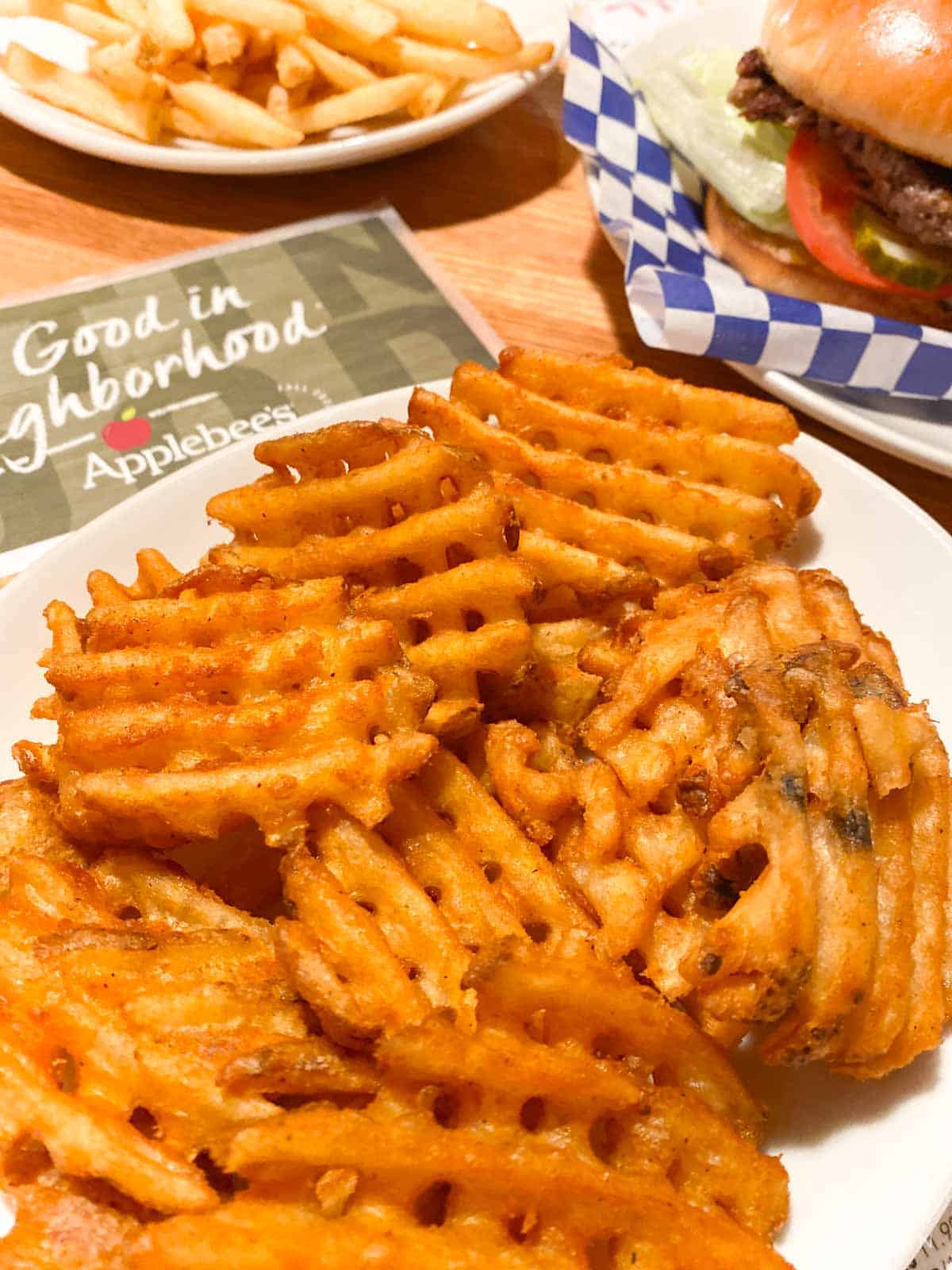 Plate of waffle fries at Applebees