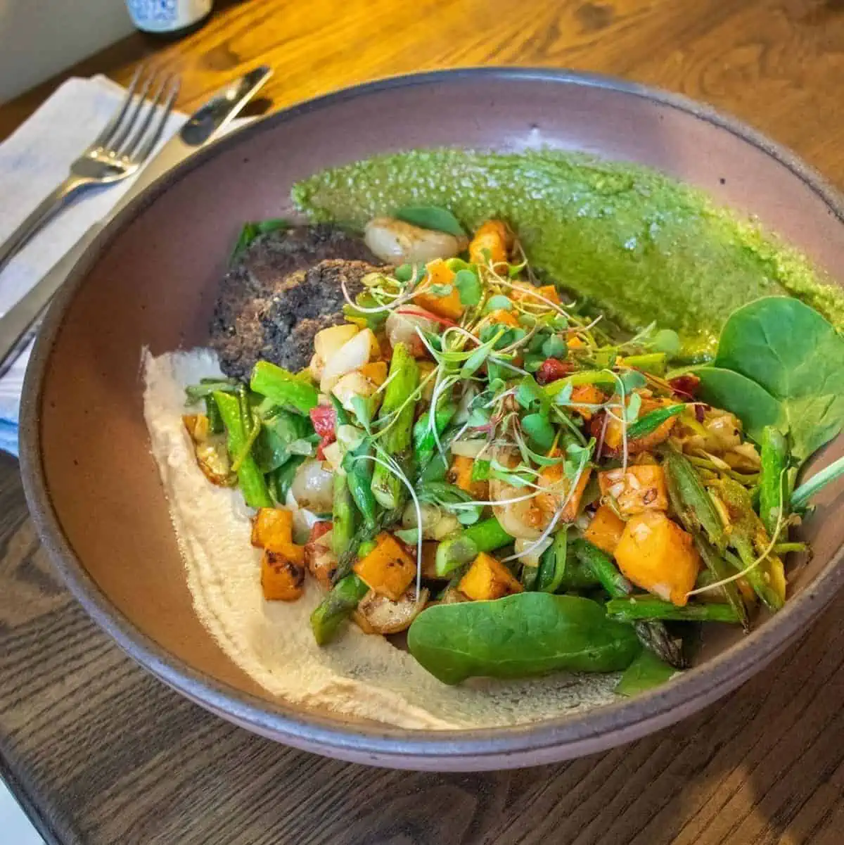 A Spring veggie vegan hash at Chestnut restaurant in Asheville.