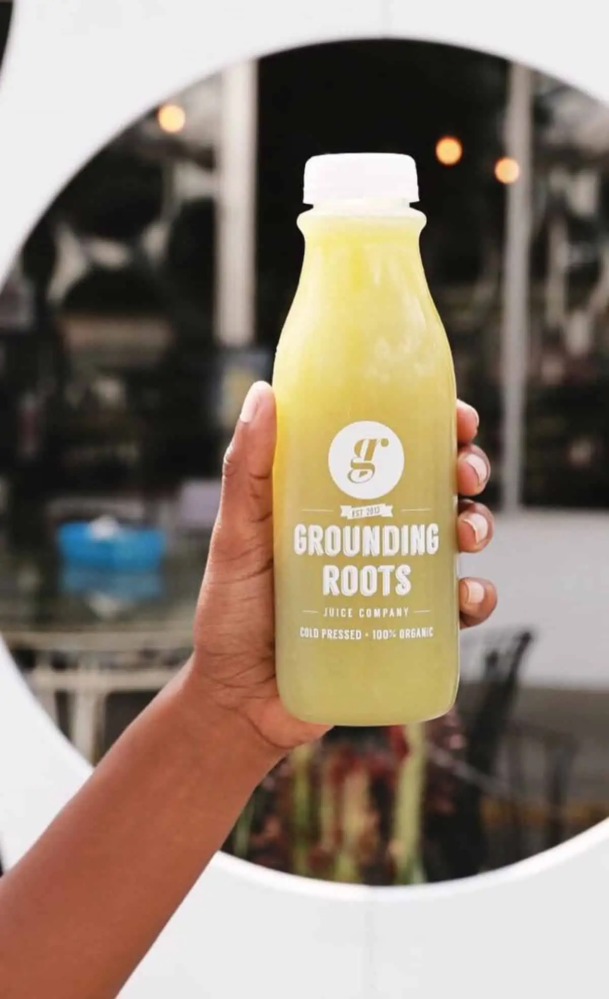 Cold pressed juice from Grounding Roots. 