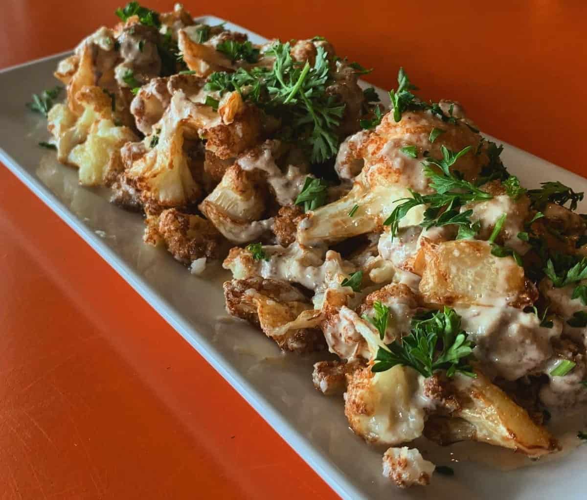 Vegan fried cauliflower from Gypsy Queen Cuisine in Asheville.