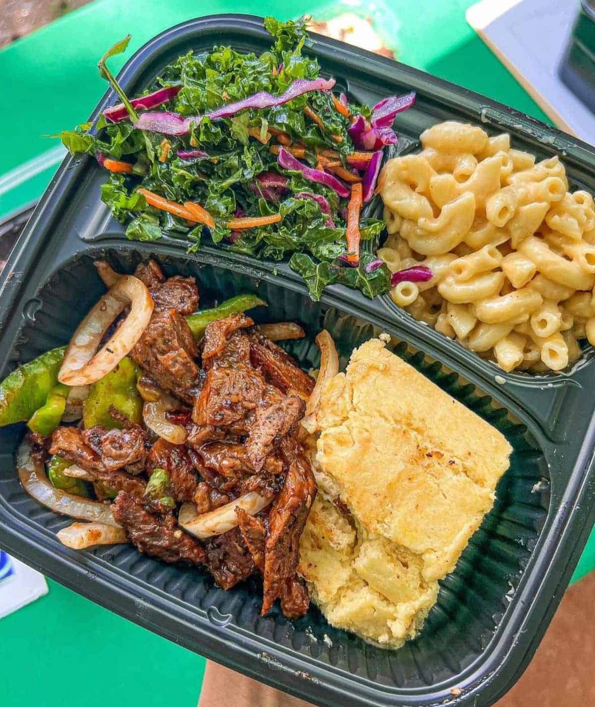 A plate of food from Karelyn's Soul Cafe.
