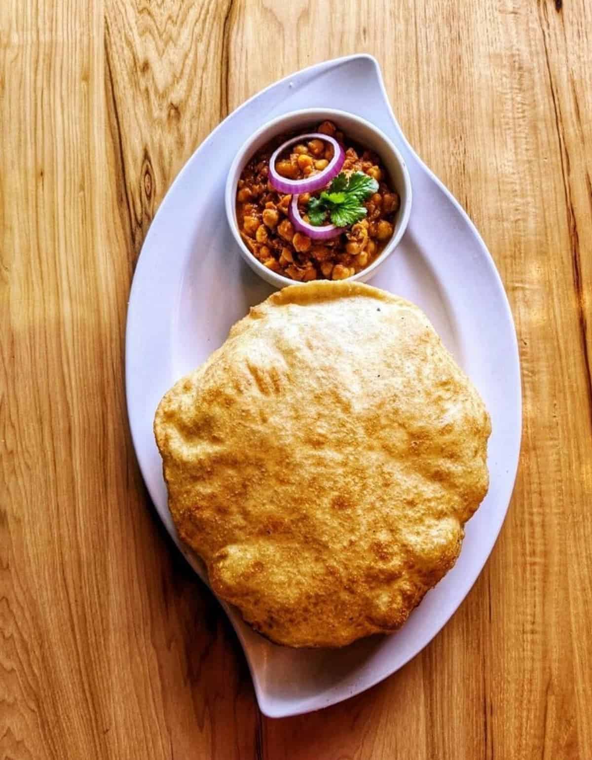 Vegan chana bhatura from Madras Cafe.