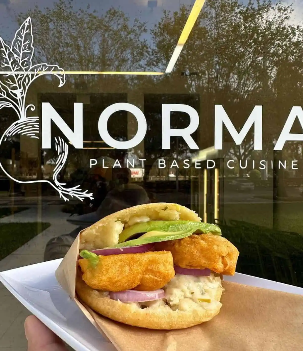 A vegan arepa at Norma's Plant Based Cuisine.