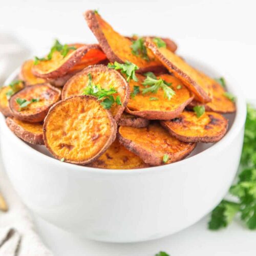 Roasted Baked Sweet Potato Slices and Cubes