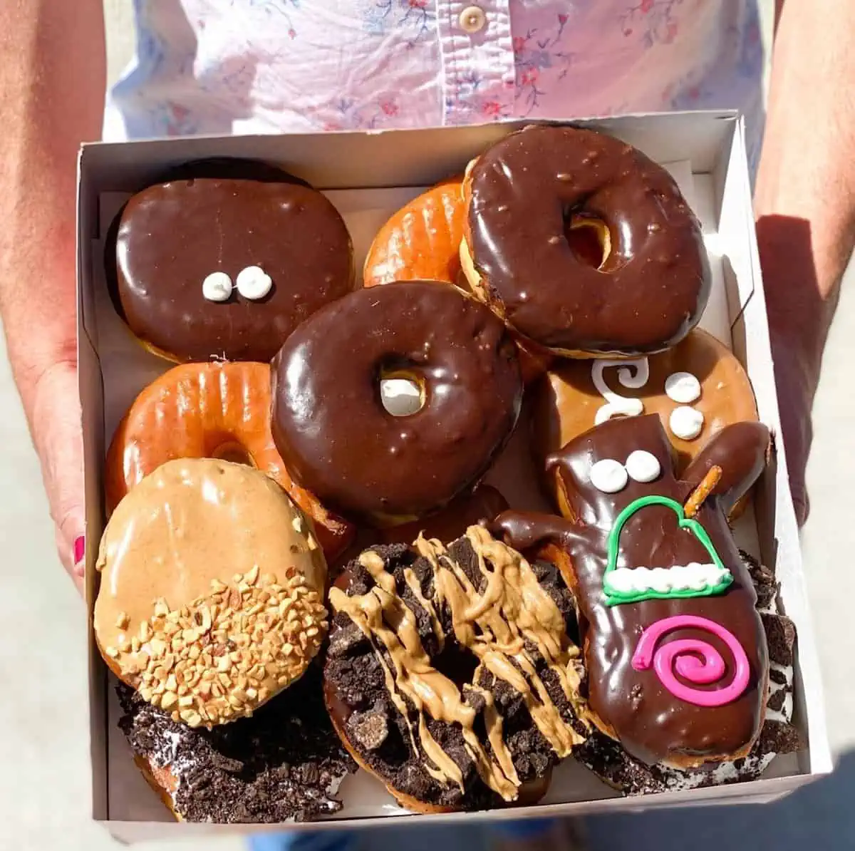 A selection of vegan donuts from Voodoo Doughnuts.