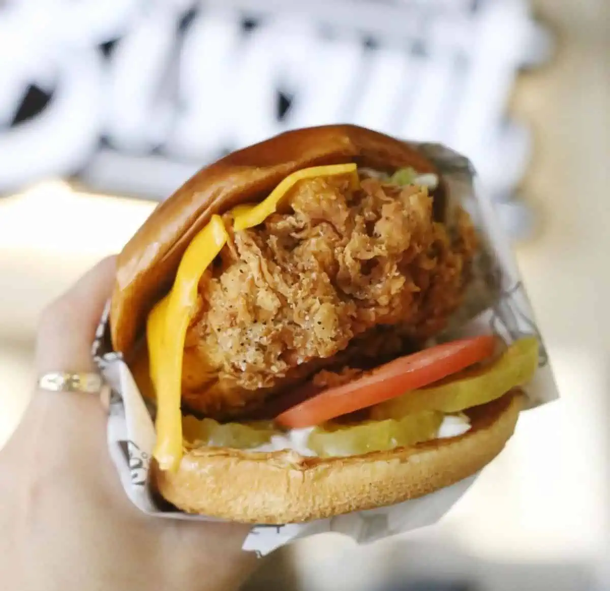 A vegan crispy chicken sandwich from Winter Park Biscuit Company in Orlando.