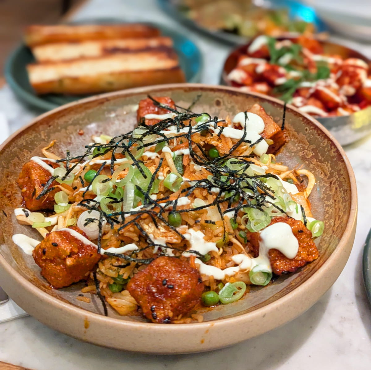Dishes from Mildreds, a vegan restaurant in London.