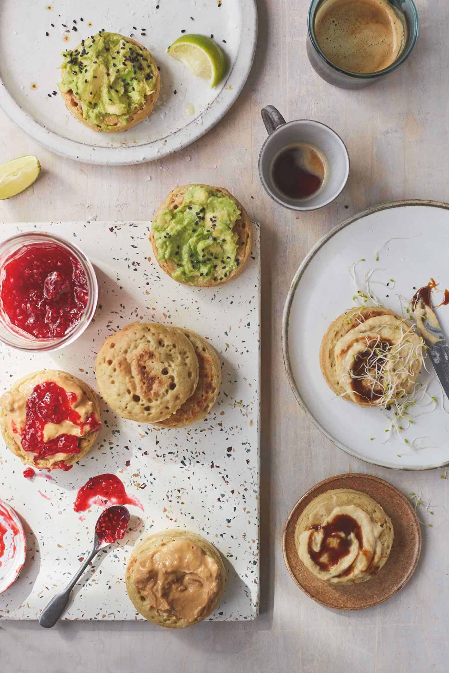 How to Make Vegan Crumpets Topped with Peanut Butter Jelly Avocado and more