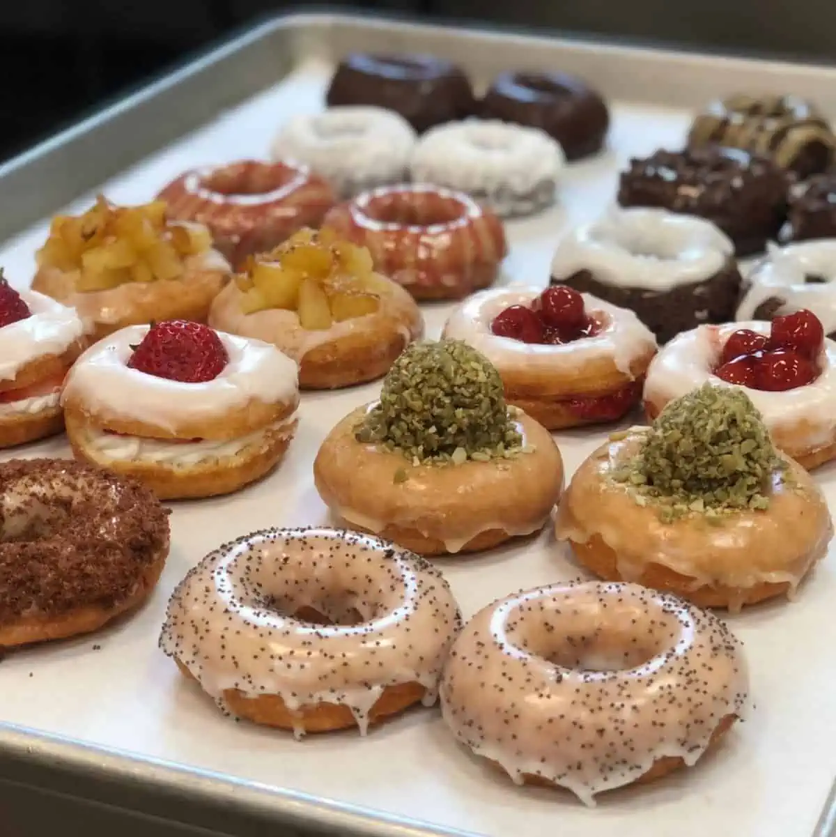 An assortment of vegan doughnuts at Liberation Kitchen in Chicago.