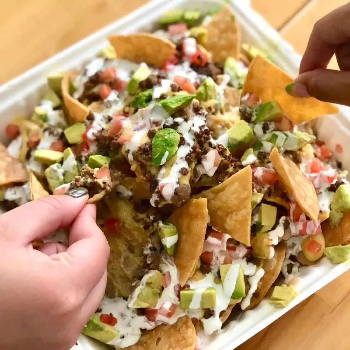 Vegan nachos at Healthy Substance restaurant in Chicago.