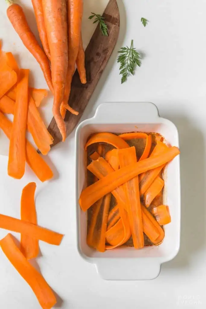 marinating carrot bacon in a flavorful sauce step by step instructions