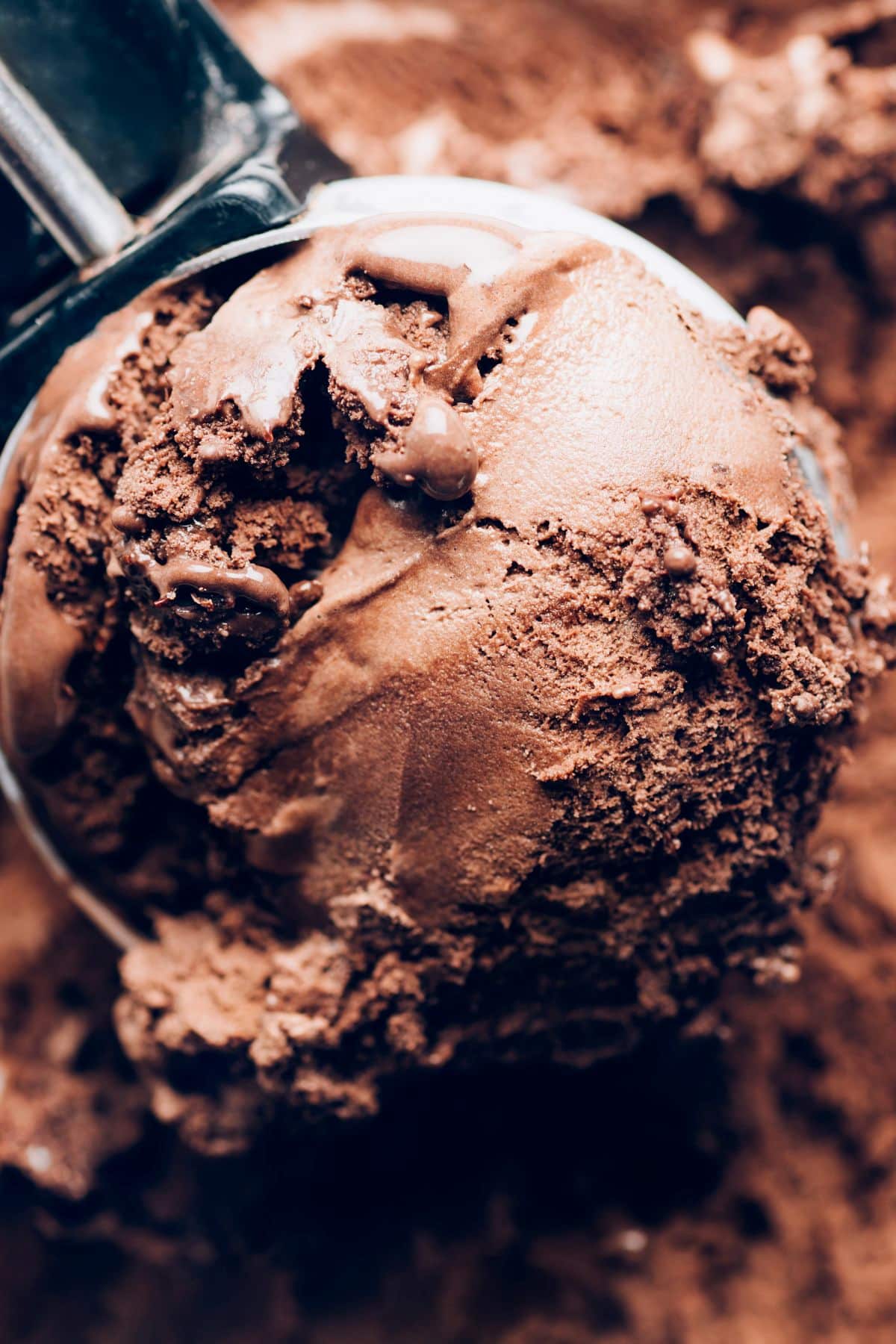 A scoop of chocolate ice cream.