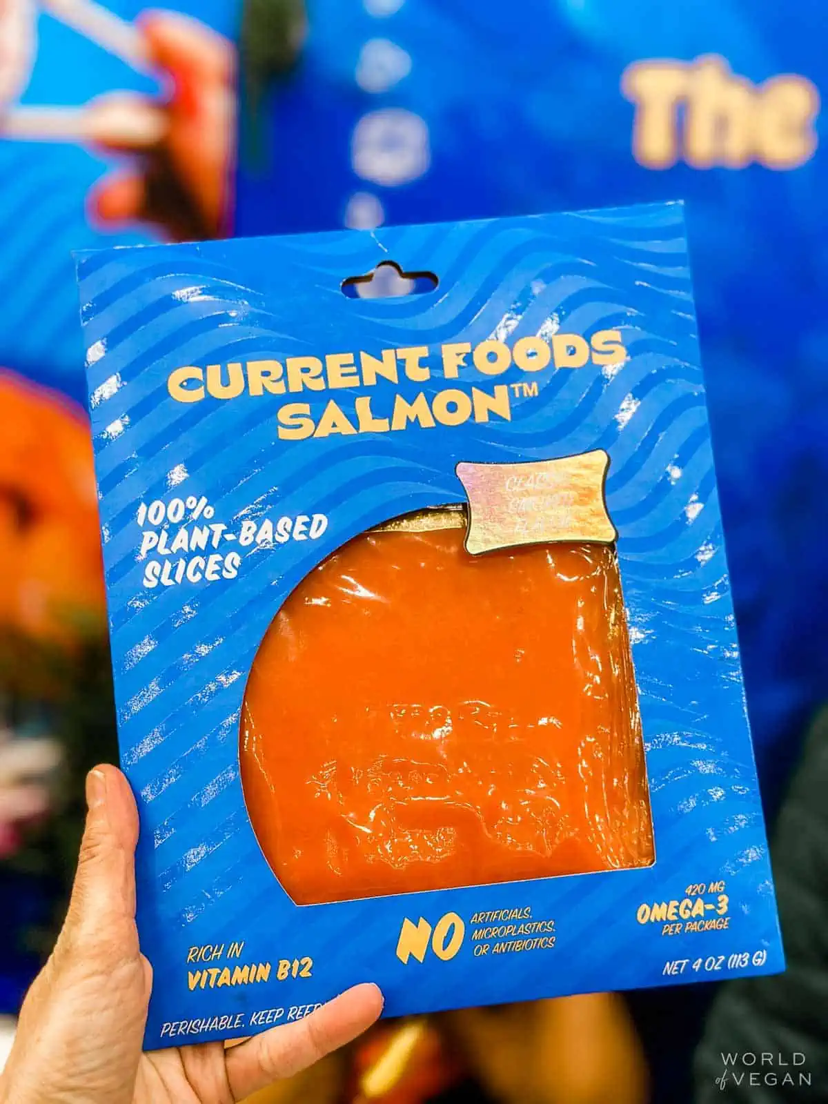 A package of Current Foods brand vegan salmon slices.